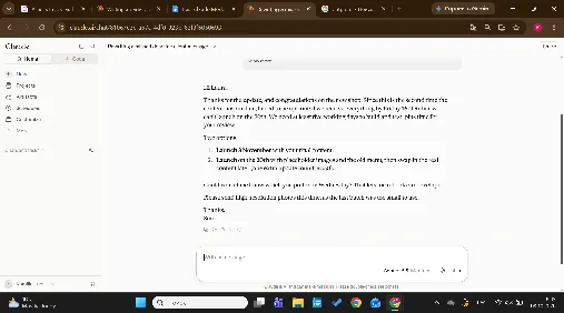 Claude Sonnet 5.5’s rewrite of the client reply with the two options as a list, running to 125 words